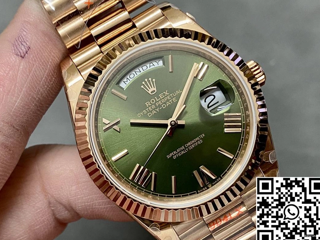 1006 Day v5 M228235-0025 Green Factory Tungsten Rose Rolex Date Functional QF Steel Dial Gold 0716